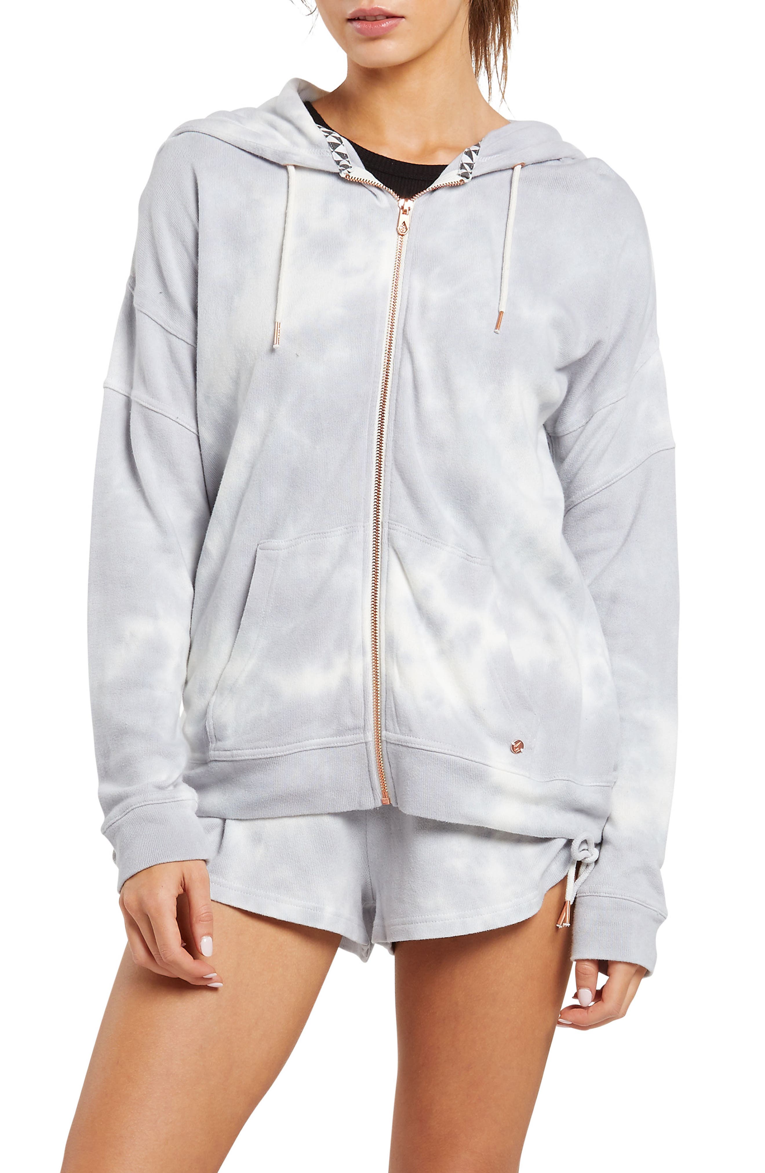 Volcom Juniors Womens Lil Zip Up Hooded Fleece